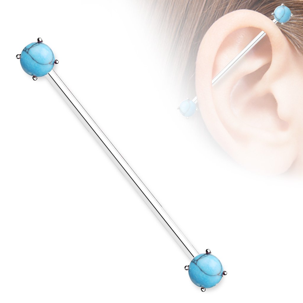 Stone Prong Set Ends 316l Surgical Steel Industrial Barbells
